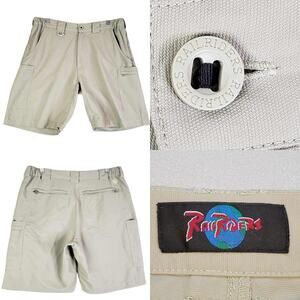 Railriders Shorts Men’s Size Medium M Khaki Cargo Flat Front Nylon Pockets